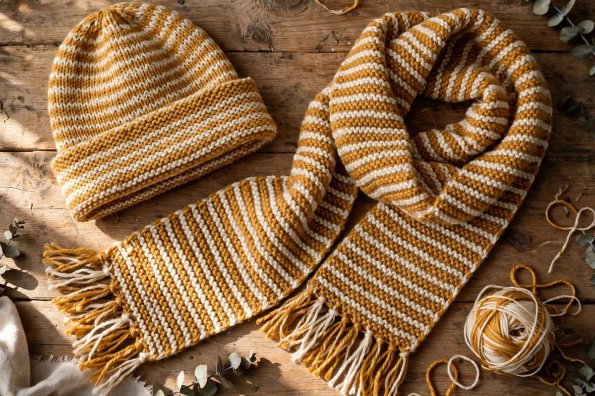 Best Yarn for a Sentro Knitting Machine: Weights, Fibers, and Brands That Run Cleanly 4 Beanie and scarf knitted on a Sentro knitting machine with recommended yarn