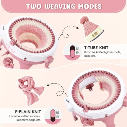 Best Yarn for a Sentro Knitting Machine: Weights, Fibers, and Brands That Run Cleanly 2 Sentro 48 needle knitting machine with a ball of worsted yarn